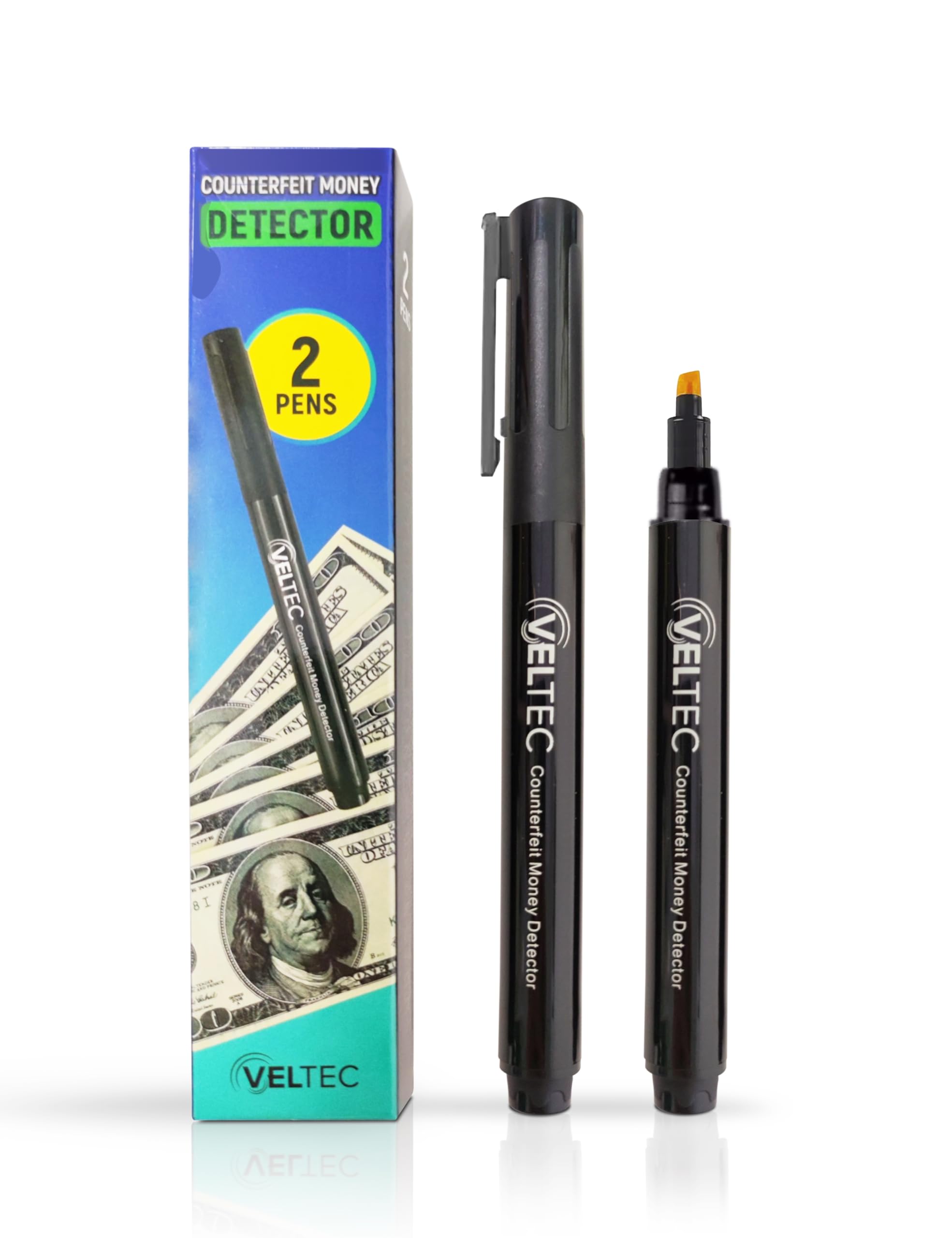 Photo 1 of Counterfeit Money Bill Detector Pen – Easy to Use and Reliable Universal Currency Fake Bill Checker for Personal & Commercial Use – Ensures Authenticity and Prevents Fraud (2 Pack)