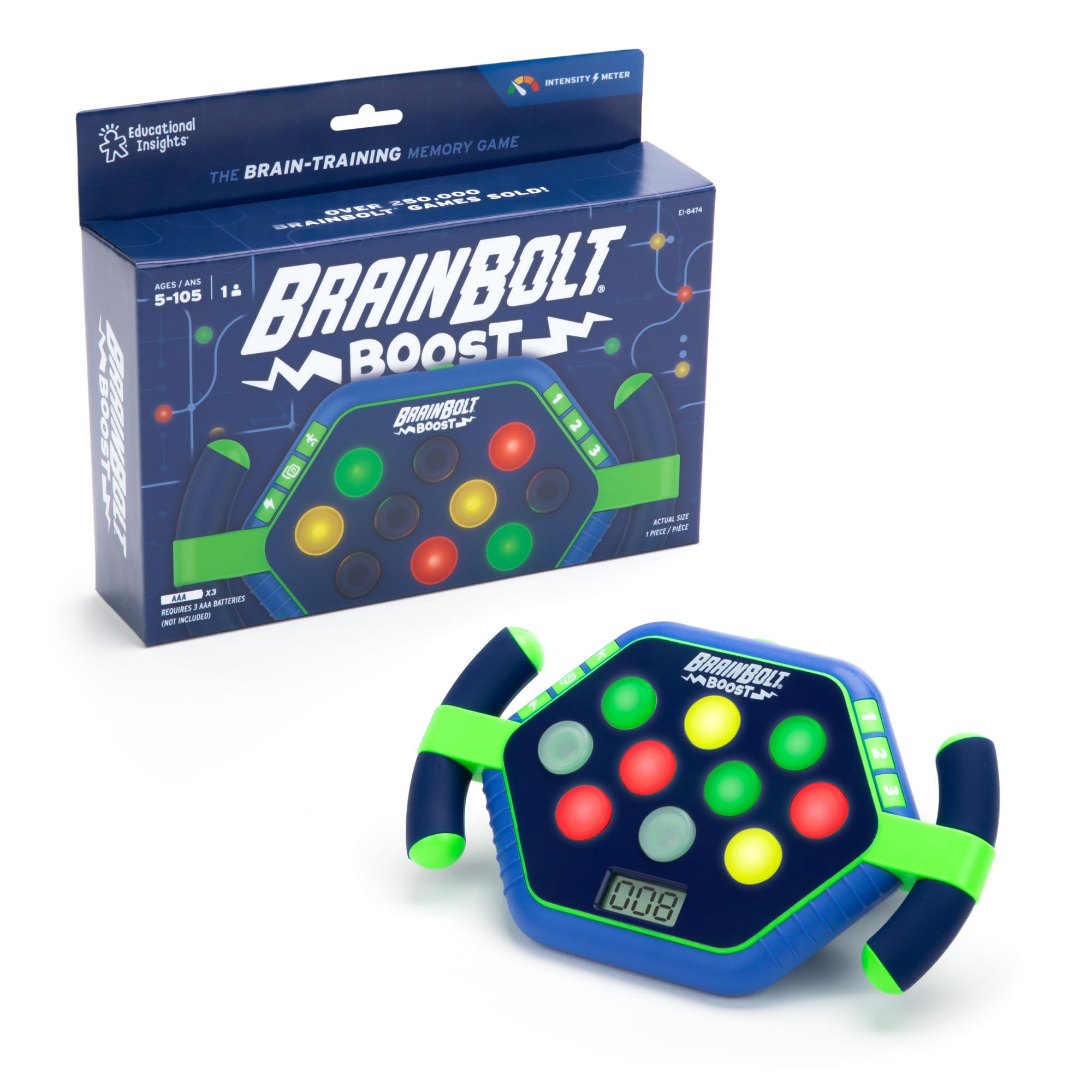 Learning Resources BrainBolt Boost, Ages 5+, Electronic Memory Game for Kids, Brain Training Toy, Travel Game with 3 Game Modes
