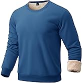 EKLENTSON Men’s Sherpa Lined Sweatshirts Winter Thick Warm Fleece Lined Sweatshirt Cotton Crewneck Pullover Casual Tops