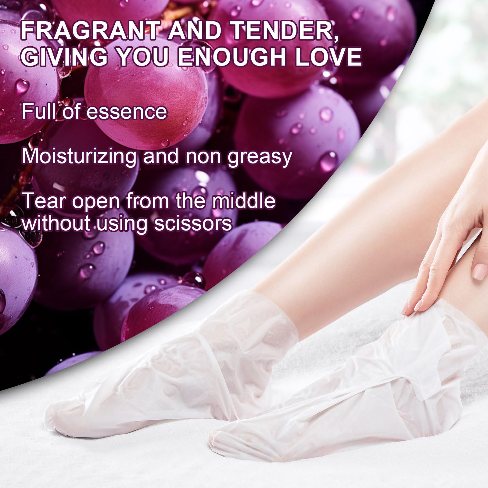 Moisturizing Foot Mask with Grape Seed Oil and Shea Butter, Hydrating Foot Masks for Dry Cracked Feet, Dry Skin Moisturizer for Soft and Smooth Touch Feet - Men Women - 7 Pairs