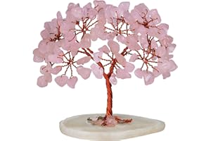 YATSKIA Rose Quartz Crystals - Bonsai Tree Sculpture - Quartz Tree - Rock Tree - Pink Office Decor - Tree Agate Stone - Positive Crystals - Pink Tree - Feng Shui Crystals and Stones - Good Luck Gifts