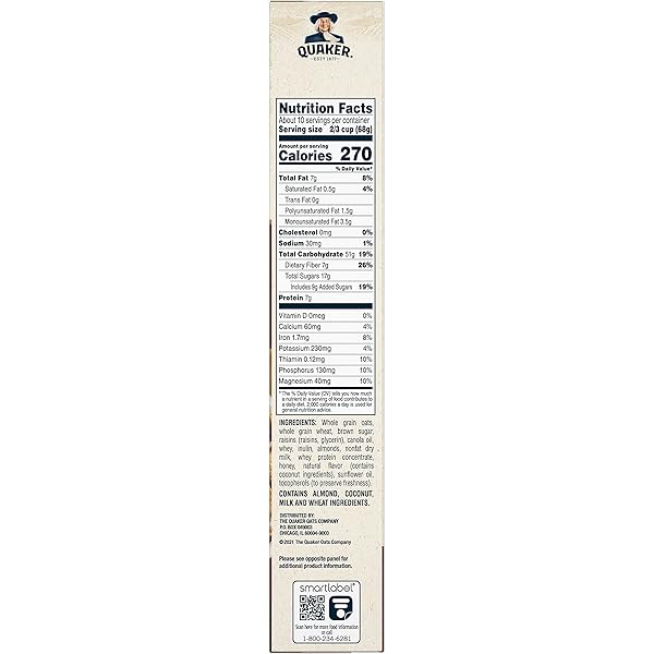 QUAKER GRANOLA OATS, HONEY, ALMONDS & RAISINS, 100% NATURAL, 24.1 OZ