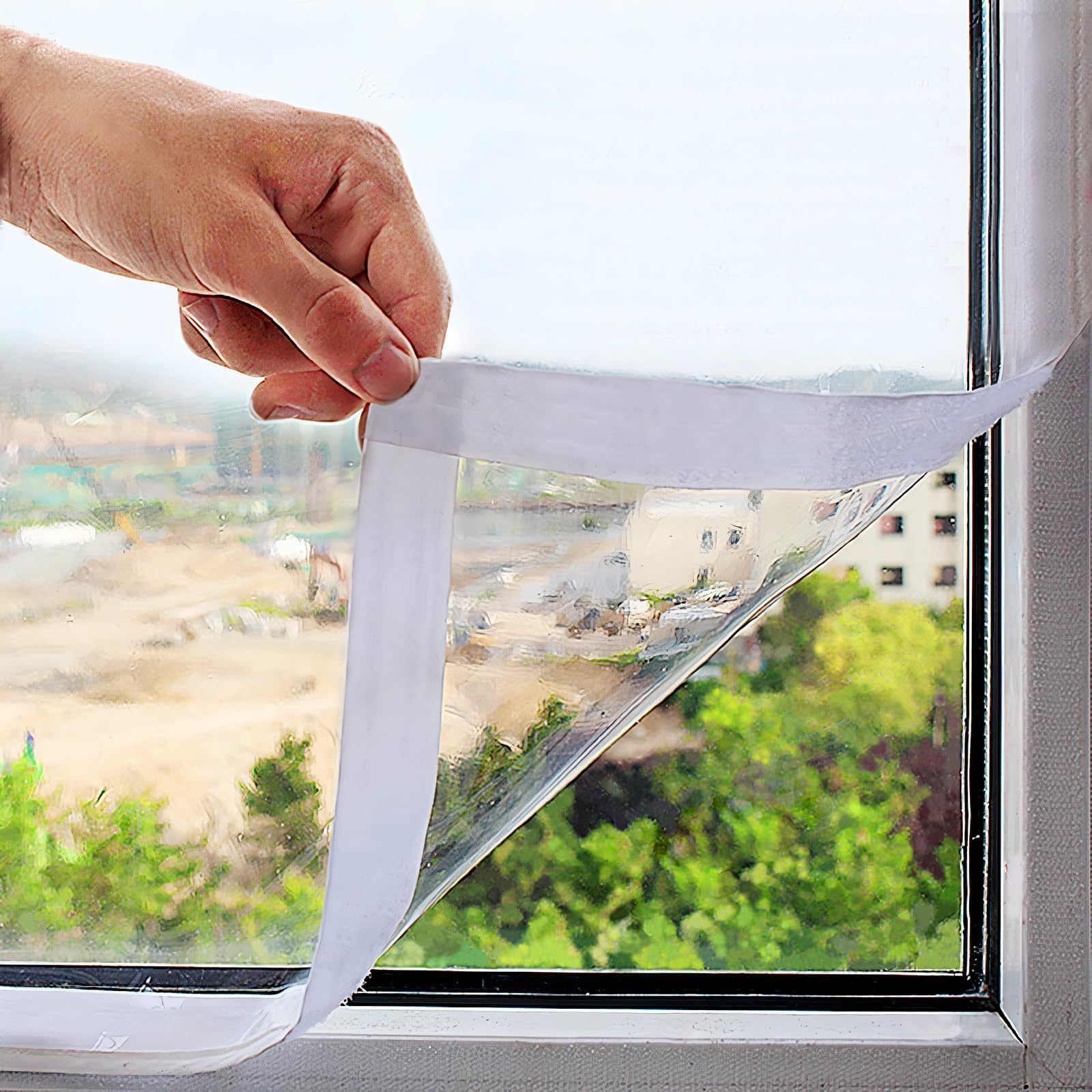 Mellroom Window Insulation Kits 190cm X 200cm Keep Cold or Heat Out,Adjustable 180㎛(7mil) Thickness Reusable Window wrap