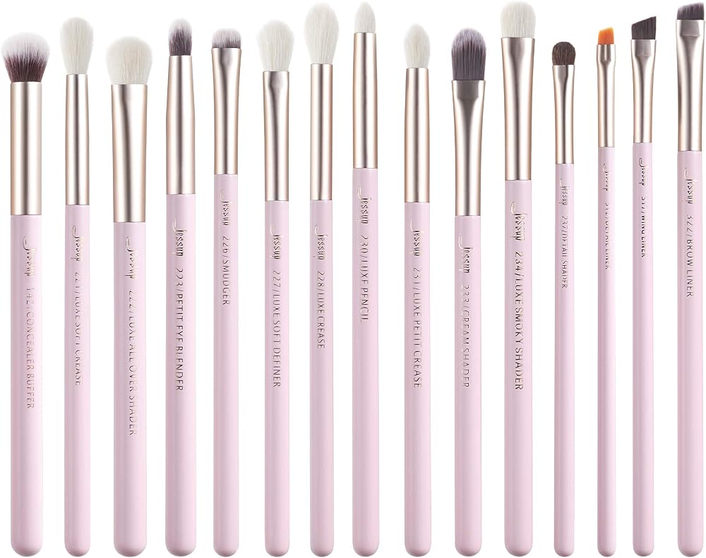 Jessup Eye Brushes 15Pcs Professional Makeup Brush Set Wood Handle