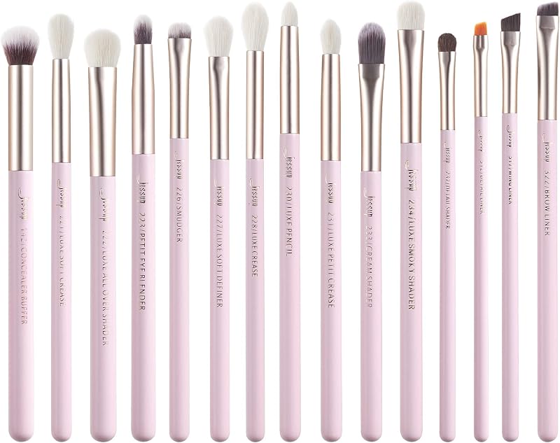 Jessup Eye Brushes 15Pcs Professional Makeup Brush Set Wood Handle