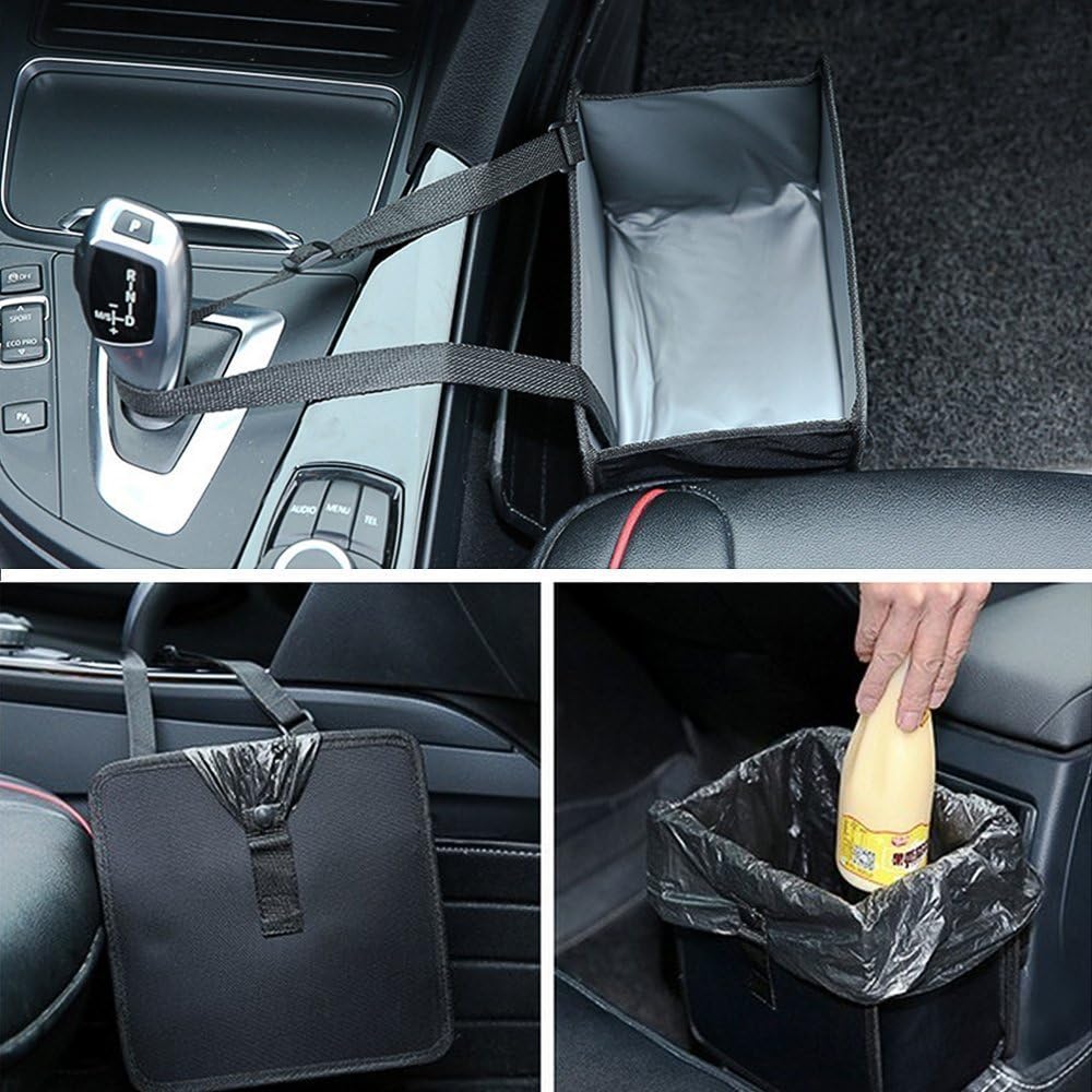 happyle Hanging Car Trash Bag Can Premium Waterproof Litter Garbage Bag Organizer(Black-Car Trash Bag)