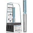 KEENTECH Carbide Tipped Double Flute Straight Router Bit, 1/4 Inch Shank Router Bit with Heat Resistance Coating 1/4"Dia. Cutting Depth 3/4" for Woodworking Grooving, Dadoing, Edge Profiling