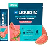 Liquid I.V. Hydration Electrolytes, Guava, 16 Count | Scientifically Formulated | Clinically Proven Hydration | No Artificial Sweeteners | Non-GMO | Vegan | Powder Drink Mix