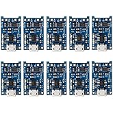 HiLetgo 10pcs 5V 1A 18650 Lithium Battery Charging Board TP4056 Lithium Battery Charging Board Micro USB Charge Module with P