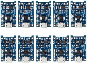 HiLetgo 10pcs 5V 1A 18650 Lithium Battery Charging Board TP4056 Lithium Battery Charging Board Micro USB Charge Module With Protect