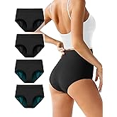 TIICHOO Period Underwear for Women Heavy Flow Super High Waist Period Panties Womens Incontinence Underwear Leakproof 4 Pack
