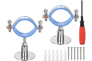 uxcell 4pcs Pipe Support, Stainless Steel Wall Mount Ceiling Mount Pipe Support Bracket, Adjustable Height 30-50mm for OD Pip