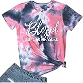LOOKFACE Women Blessed Beyond Measure Graphic Funny Cute T Shirts (Gift Ideas)