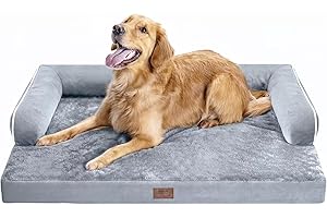 MEKIY Large Dog Bed Orthopedic Washable - Beds Bolster - Medium XL XLarge Big Dogs - Memory Foam Couch Sofa - Waterproof with Removable Cover