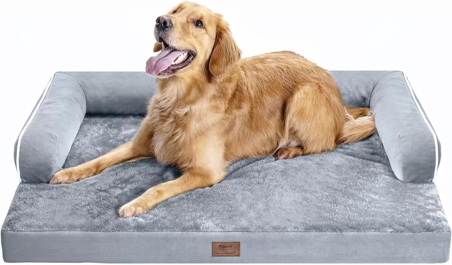 Dog Small Bouclé Orthopedic Dog Bed (Bolster, Sand