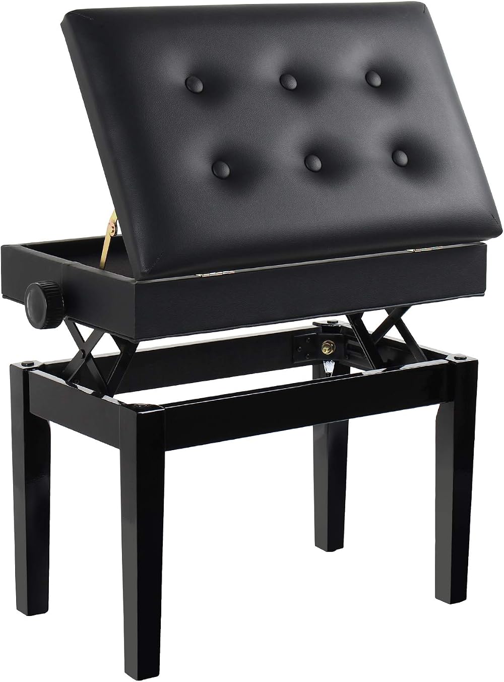 GRANDMA SHARK Piano Stool Height Adjustable Soft Leather Seat with Storage