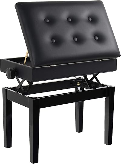 GRANDMA SHARK Piano Stool Height Adjustable Soft Leather Seat with Storage