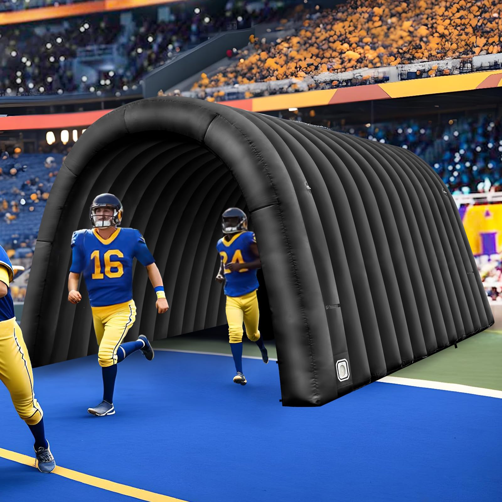OZIS 16FT Inflatable Tunnel Entrance Sports with Installed Blower Inflatable Football Tunnel Tent Inflatable Entryway for Business Advertising Event Exhibition Promotion(Black,16x10x10ft)