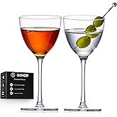 GIHOP Nick and Nora Cocktail Glasses, 5.8Oz Hand Blown Martini Glasses Set of 2, 100% Lead-Free Crystal Coupe Glassware, Small Cocktail Glasses for Manhattan, Cosmopolitan, Espresso with Gift Box