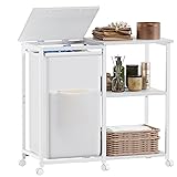 Furnulem Laundry Hamper with Wooden Side Shelf and