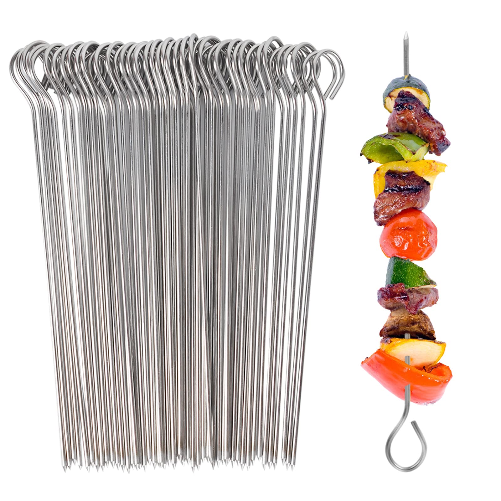 UCEC 50x Kebab Skewers, Skewers for Grilling, Metal Kebab Sticks, Stainless Steel, 15 cm, for Kebab, Barbecue
