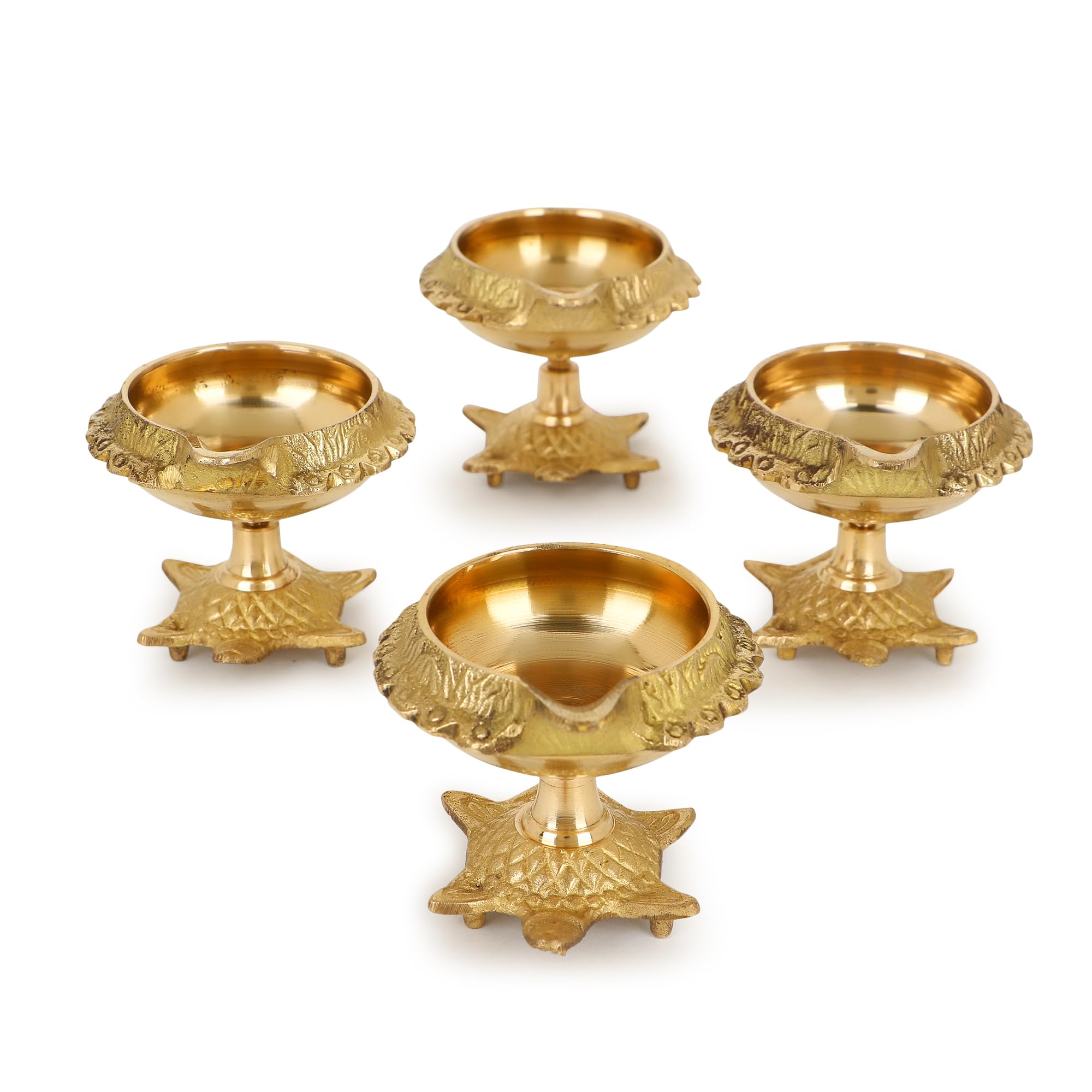 Zap impex Traditional Brass Oil Lamp Brass Deep Diya Indian Oil Lamp Diwali Puja Lamp Kuber Tortoise Diya (4)