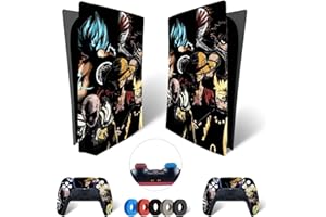 MaD Vision® Extra-Durable Vinyl Skin Set for PS5 Disc + 5 Pairs of Aiming Rings | Scratch-Resistant Sticker Kit for PlayStation 5 + 2 Controllers – for Anime Design