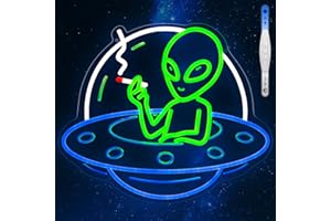 ADKALIV Alien Neon Signs for Wall Decor, UFO Neon LED Signs Light for Man Cave, USB Dimmable Alien LED Light for Bar Party Bi