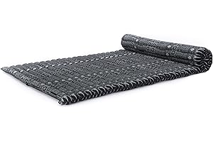 Leewadee - Kapok Roll Mat – Handcrafted Folding Sleep & Relaxation Mattress from Thailand, Ideal as Guest Bed, Camping Mat, Yoga Mat or Traditional Futon, 75 x 39 inches, Black