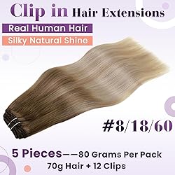 LaaVoo Clip in Hair Extensions Real Human Hair