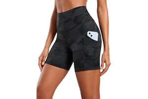 CRZ YOGA Womens Butterluxe Biker Shorts with Pockets 5 Inches - High Waisted Volleyball Workout Athletic Yoga