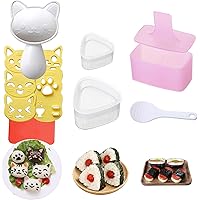 Rice Ball Mold, 3 Pack Onigiri Mold, Cute Cat Kitten Sushi Mold for Kids, Musubi Maker Press, Classic Triangle Rice Ball…
