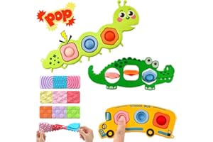 ICEACRIN Christmas Stocking Stuffer 7 Pcs Fidget Popper Sensory Toys for Airplane Travel, Montessori Toy, Sensory Toys for Kids with Autism, Pop Fidget Toy Classroom Gifts Toy for Toddlers 1-3 Years Old