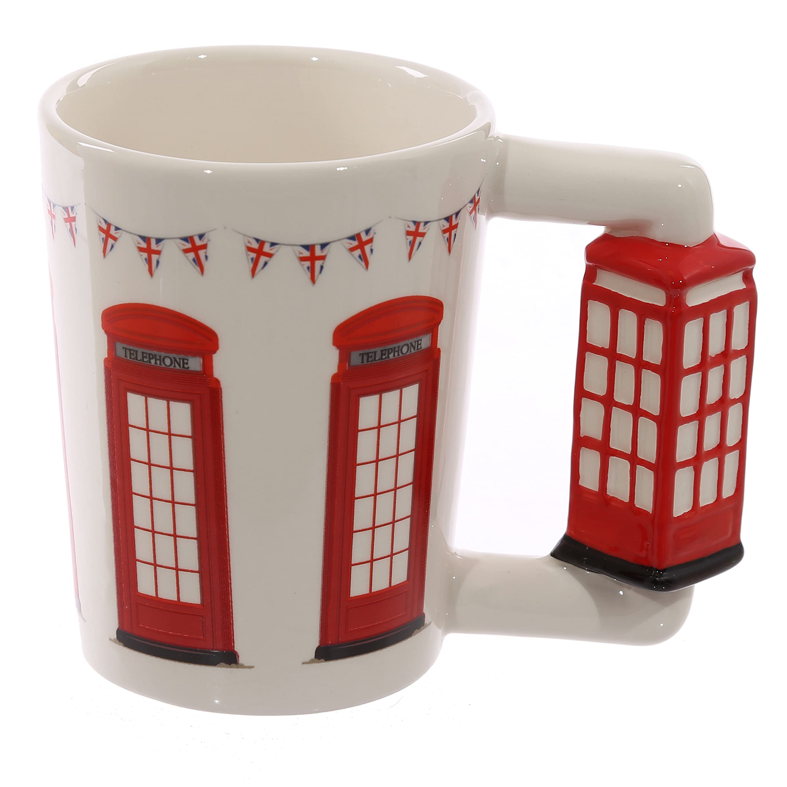 Puckator London Icons Red Telephone Box Ceramic Shaped Handle Tea Coffee Mug - Funny Home Accessories - Cute Gifts for Girlfriend - Large Mugs for Men Women Hot Drinks Cups Presents Secret Santa Gift