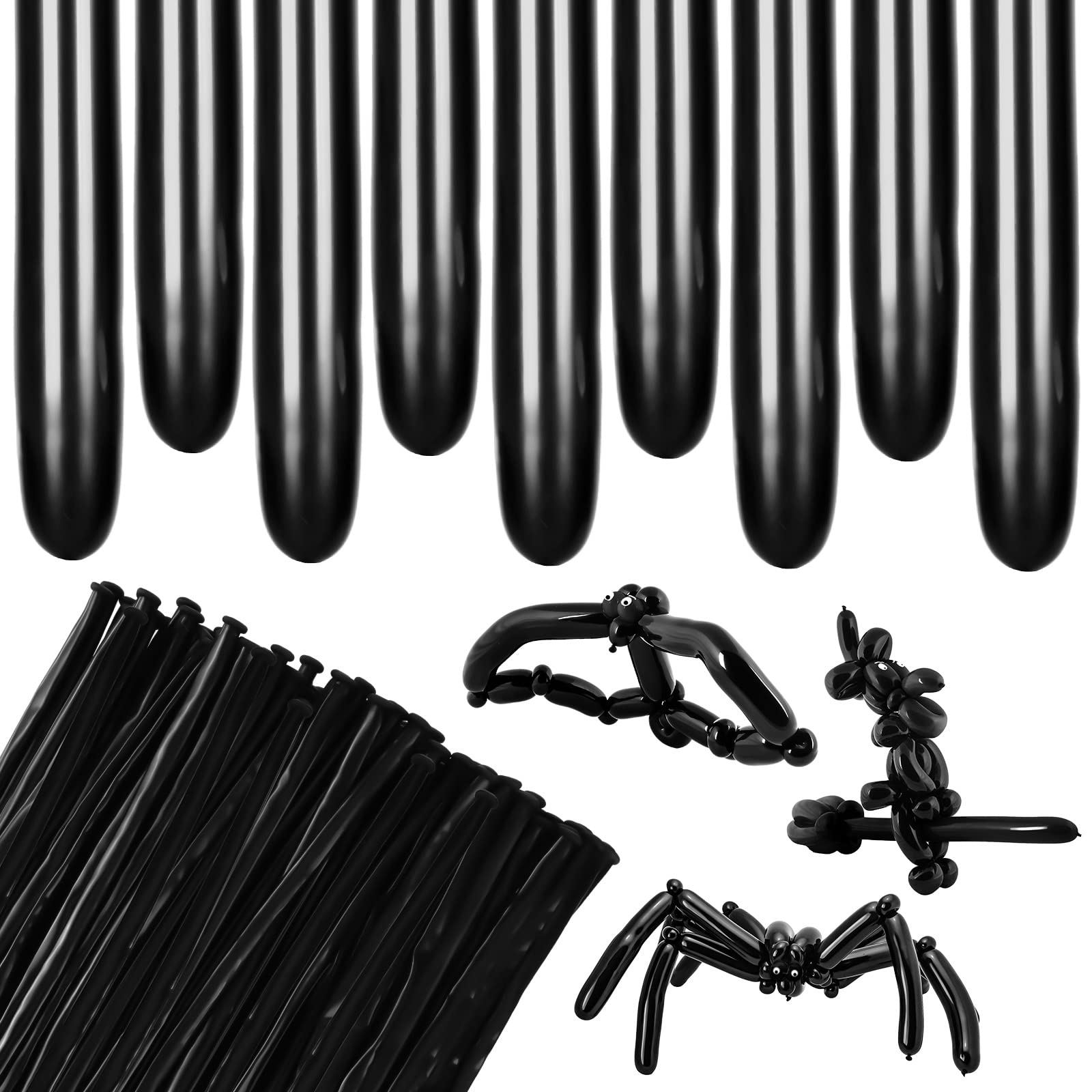 Photo 1 of 100 Pieces 260 Long Balloon Halloween Twisting Balloons Modeling Magic Animal Balloon Long Latex Balloon Twisted DIY Balloon Toy Balloon Decorations for Halloween Party Carnival(Black)