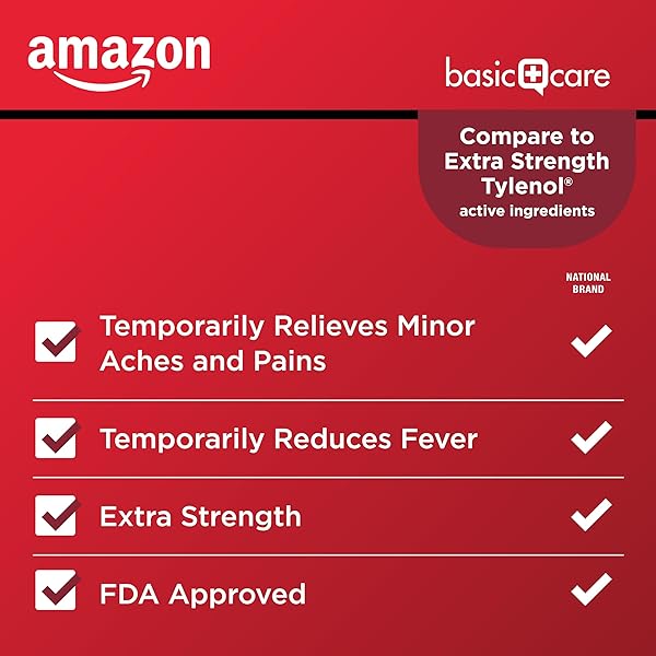 AMAZON BASIC CARE EXTRA STRENGTH PAIN RELIEF, ACETAMINOPHEN CAPLETS, 500 MG, 200 COUNT (PACKAGING MAY VARY)
