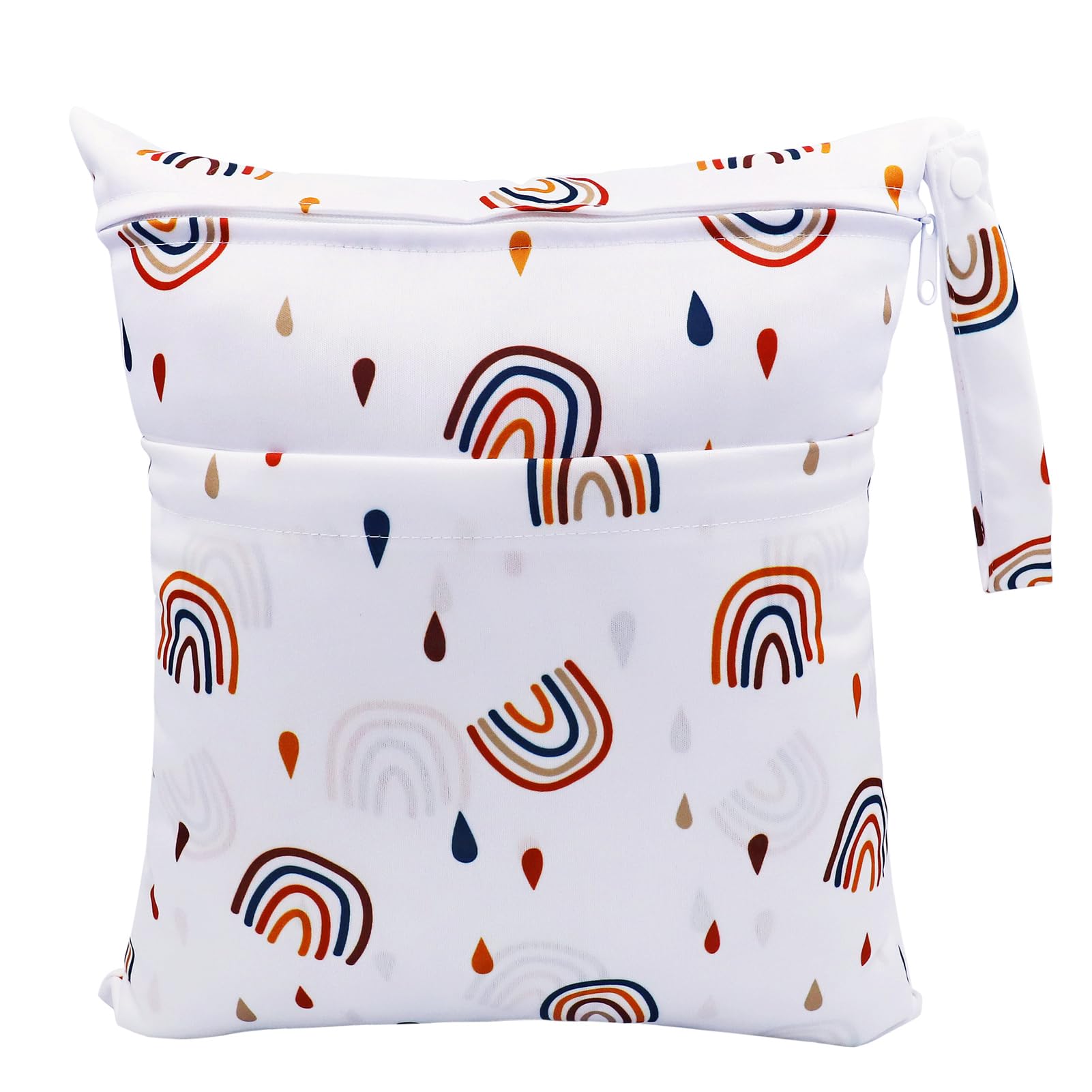 FenFang WetBag, Cloth Nappy Bags Produce Bags Wet Dry Suit Bag Storage Organiser, Waterproof Washable Reusable Large Double Zipper Bag for Baby Diapers Daycare Travel Beach Pool Gym (Beige)