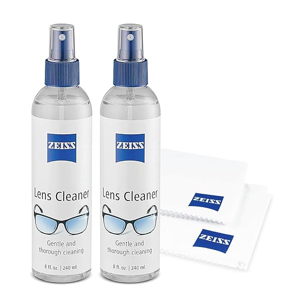 ZEISS LENS CARE PACK – 2X 8OZ STREAK-FREE LENS SPRAY AND MICROFIBER CLOTHS FOR EYEGLASSES AND OPTICS