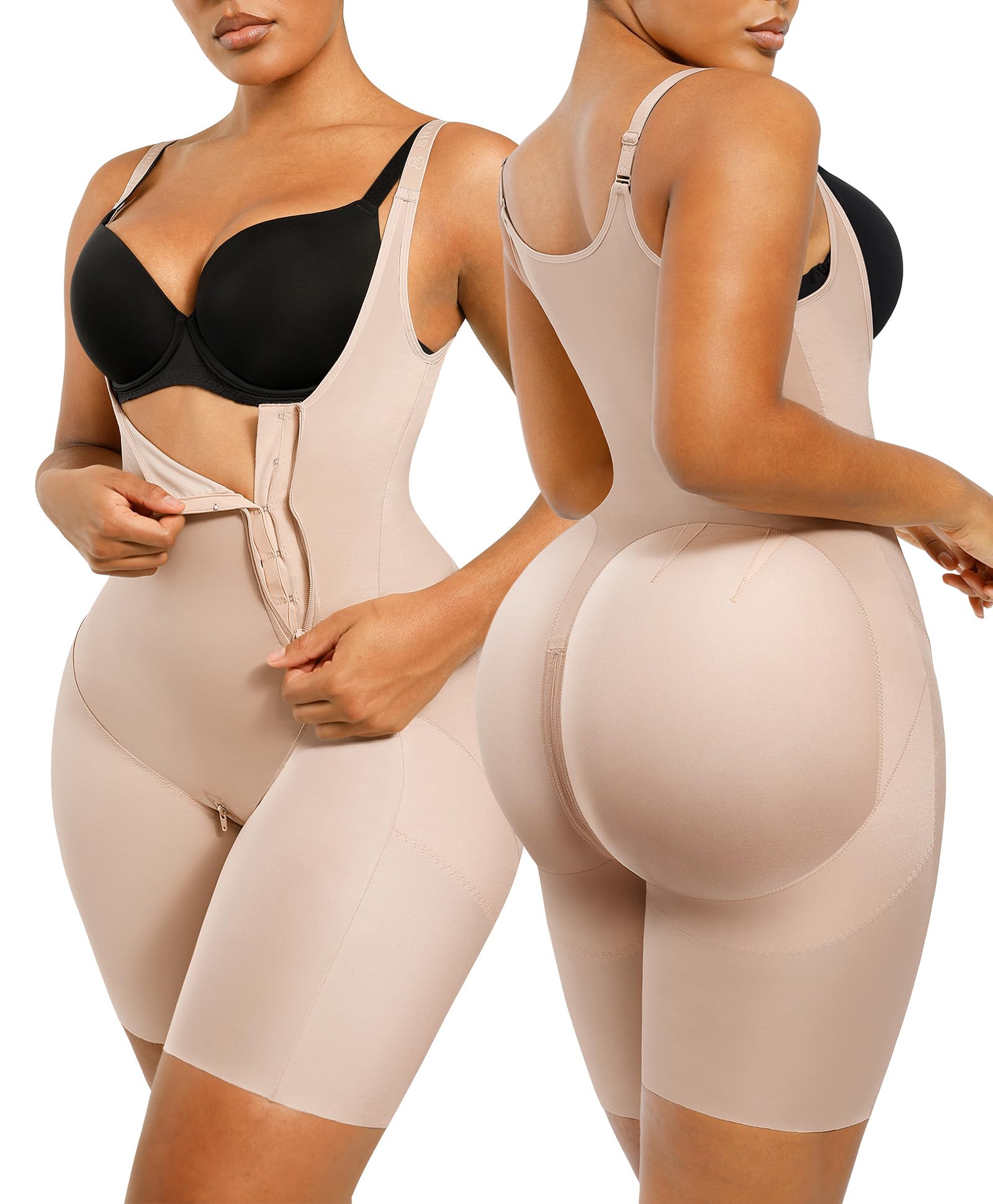 Photo 1 of SHAPELLX Shapewear for Women Butt Lifter Tummy Control Bodysuit Fajas Colombianas Plus Size Invisible Shorts (Beige 3X-Large)