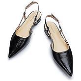 C.Paravano Slingback Flats | Pointed Toe Flats | Slingback Sandals | Women's Slingback Dress Shoes | Adjustable Buckle Sandals(Size 8.5,Black)