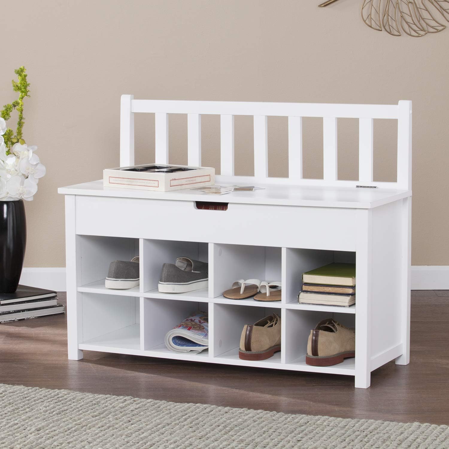 Amazon Com Southern Enterprises Belleville Shoe Storage Bench