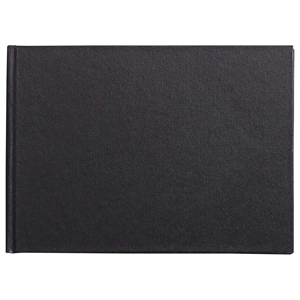 Clairefontaine - Ref 134246C - Goldline Casebound Pad (64 Ivory Sheets) - A5 (210 x 148mm) Size, 140gsm Paper, Landscape Layout - Black Cover - Suitable for Dry Techniques