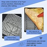BYKITCHEN 9 Inch Air Fryer Liners 50pcs Unbleached Parchment Paper Nonstick view 4