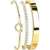 Gokeey Gold Bracelets for Women Non Tarnish Dainty 14K Gold Plated Bangle Cuff Bracelets Stack for Women,Waterproof Stackable Bracelet Gold Jewelry Trendy Gifts Adjustable
