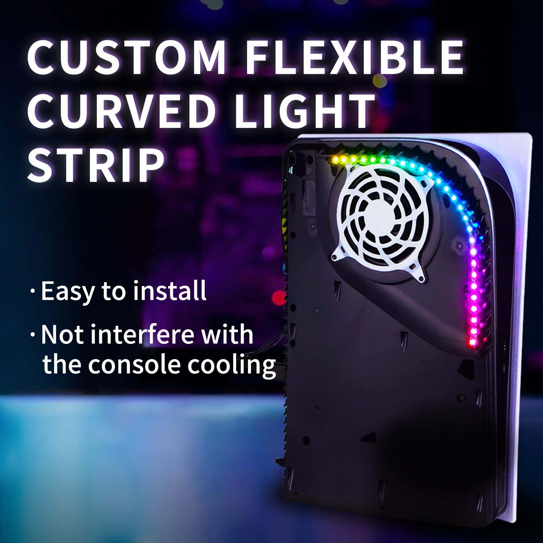 eXtremeRate RGB LED Strip for Playstation 5 Console, 7 Colours, 29 Effects, DIY Decoration Accessories, Strip Lights, Stripes, Light Strip, Band Lights Strips Kit for PS5 Console with IR Remote Control