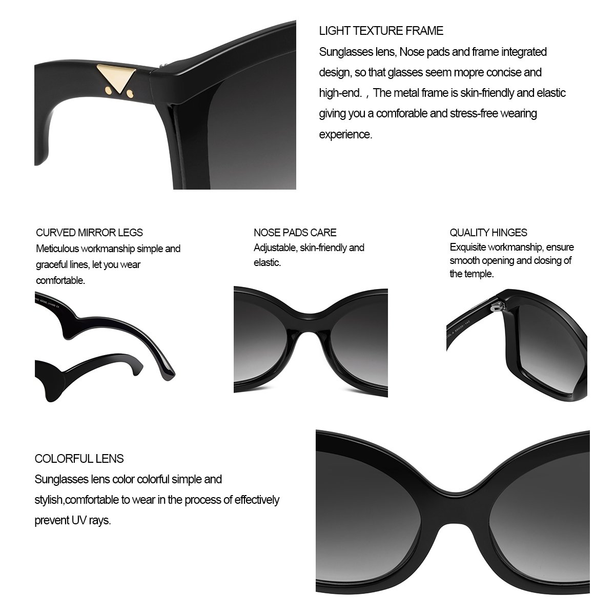 RAYSUN Sunglasses for Women Oversized Square Sunglasses Multi Tinted Frame Fashion Modern Shades 100% UV Protection Eyewear