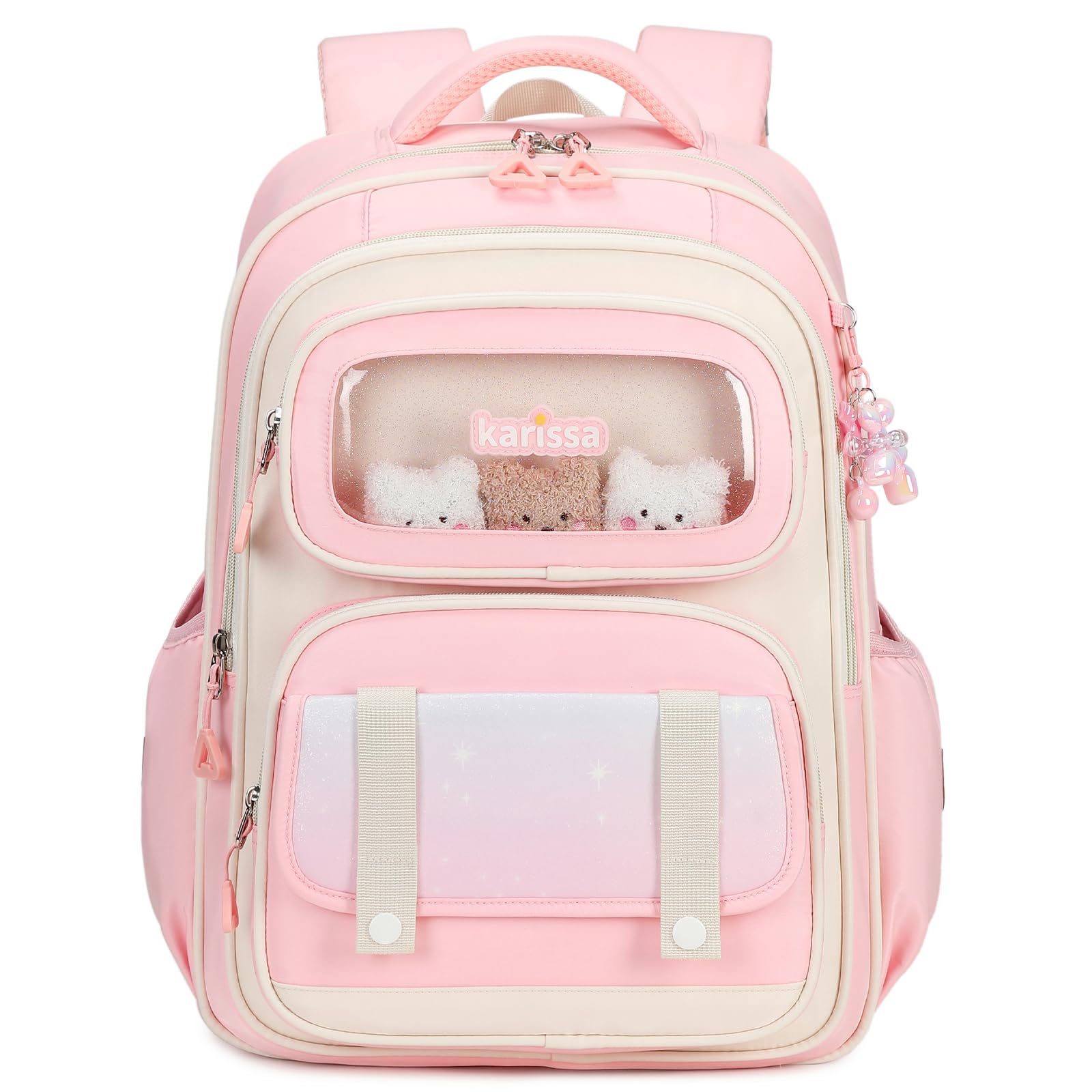 Tanou Schultasche Mädchen Rucksack Kinder Ergonomic Schulrucksack Kinderrucksack der 1. bis 5. Klasse Lässiger Ranzen Teenager für die Schule Reisen, 20 Liter, Rosa 8