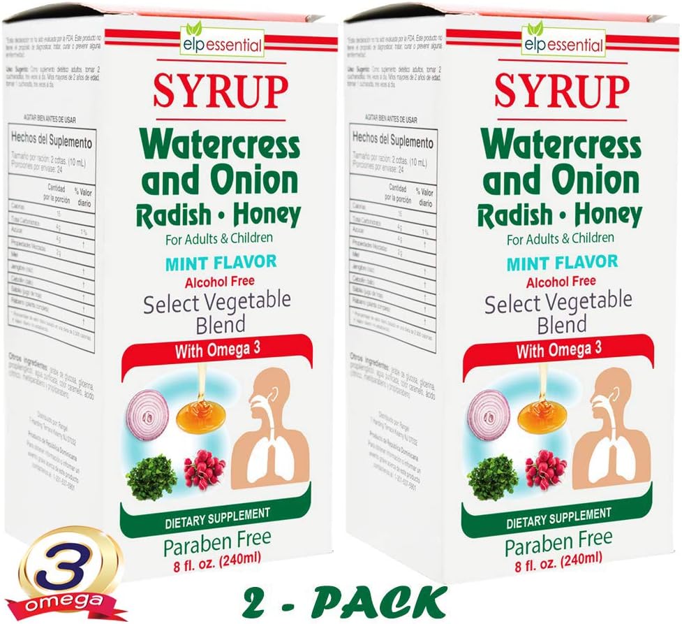 Amazon Com Jarabe Berro Y Cebolla Rabano Miel 8 Oz 2 Pack Watercress And Onion Radish Honey Syrup With Omega 3 Health Personal Care