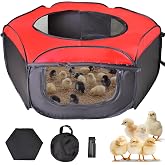 Tetuga Brooder Box for Chick Starter Kit, Chicken Brooder Up to 15 Chicks | Pop-Up Chicken Brooder Pen with Breathable Mesh Easy Fold Storage, Indoor Outdoor Use for Chick, Duck And Quail,Red