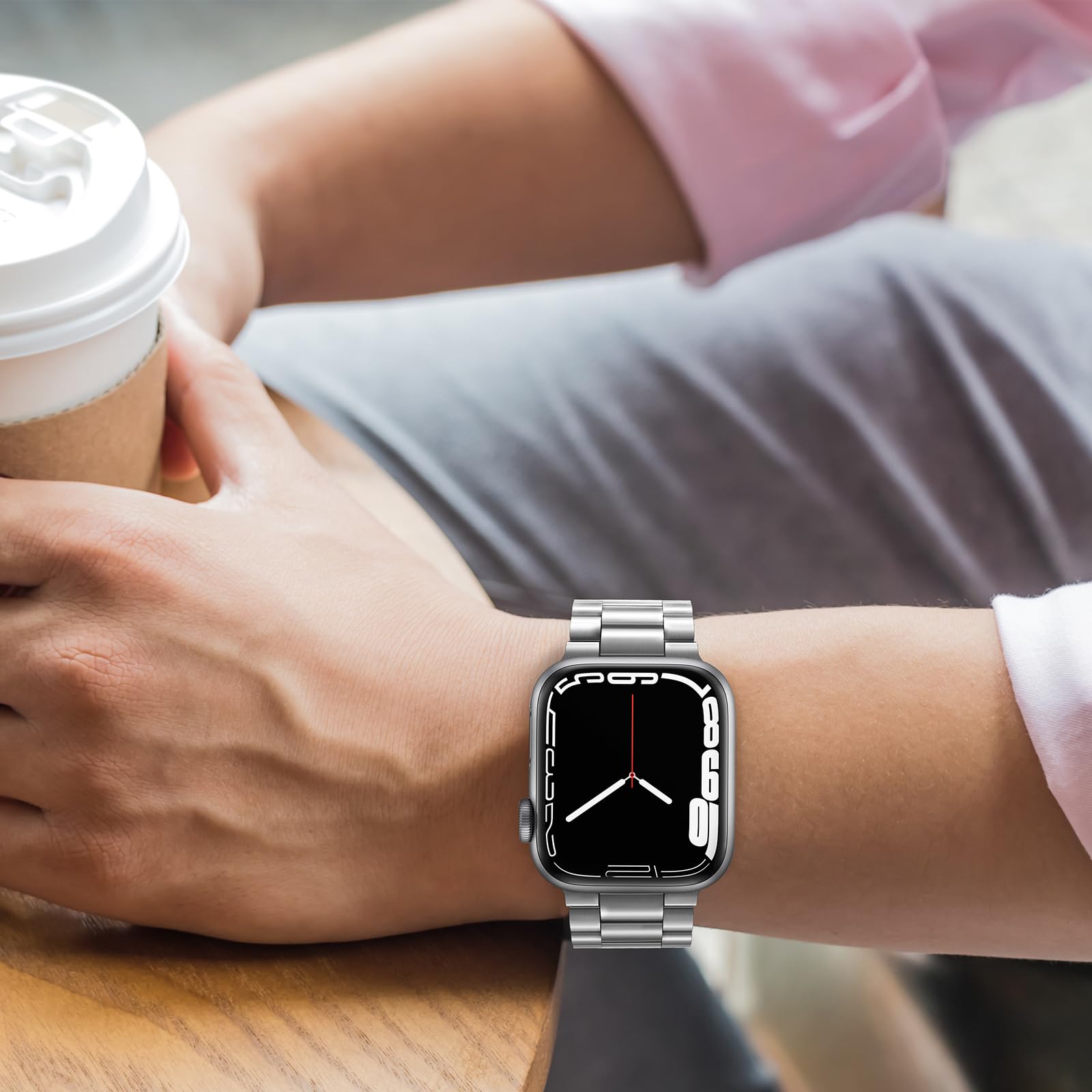 Compatible Apple Watch Band 49mm 45mm 44mm 42mm Premium Stainless Steel Metal Replacement Band for Apple Watch Ultra2 Ultra (49mm) Series 9 / 8 / 7 (45mm) SE Series 6 Series 5 / 4 (44mm) Series 3 / 2